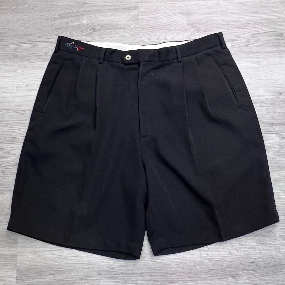 Greg Norman Collection Mens Black Pleated Golf Shorts Size 38 Embroidered Shark - Picture 14 of 14